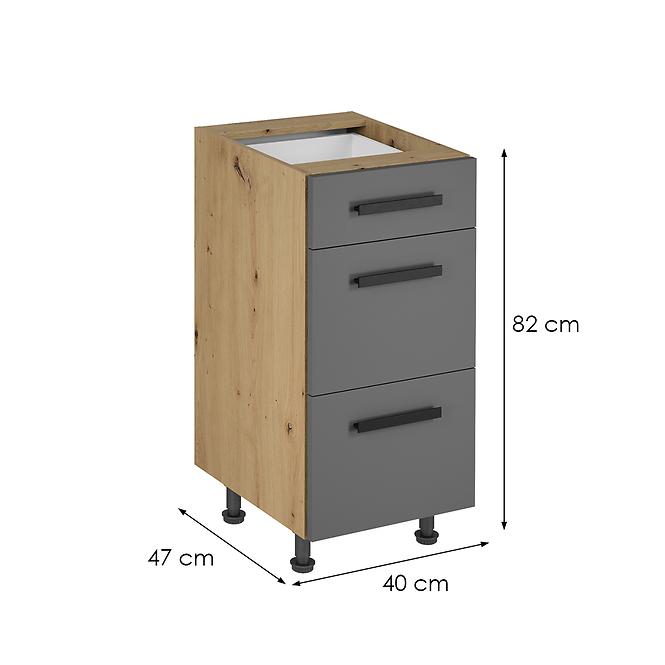 Konyhaszekrény Langen d40s3 fogantyú grey