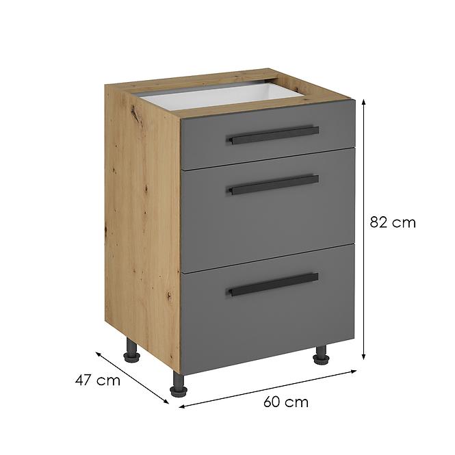 Konyhaszekrény Langen d60s3 fogantyú grey