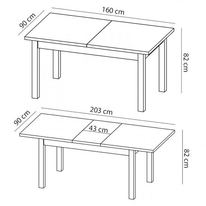 Kinyitható asztalok  Kora ST160/203x90cm samoa king
