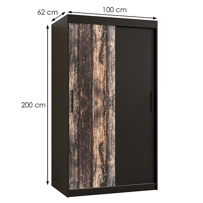 Szekrény Rustic 100 fekete/fekete,2