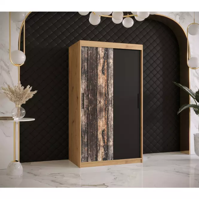 Szekrény Rustic 100 tölgy artisan/fekete,5