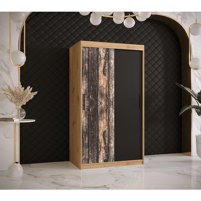 Szekrény Rustic 100 tölgy artisan/fekete,5
