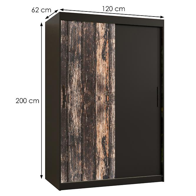 Szekrény Rustic 120 fekete/fekete