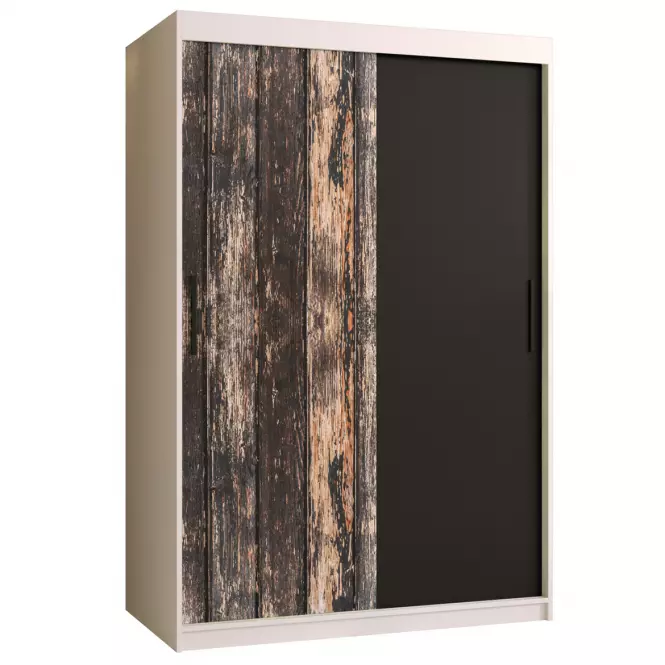 Szekrény Rustic 120 fehér/fekete