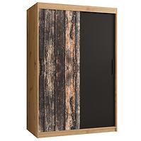 Szekrény Rustic 120 tölgy artisan/fekete