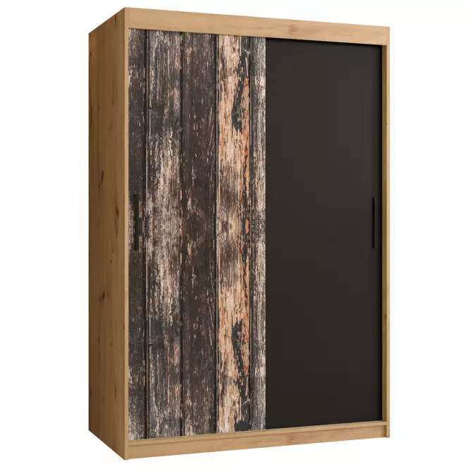 Szekrény Rustic 120 tölgy artisan/fekete