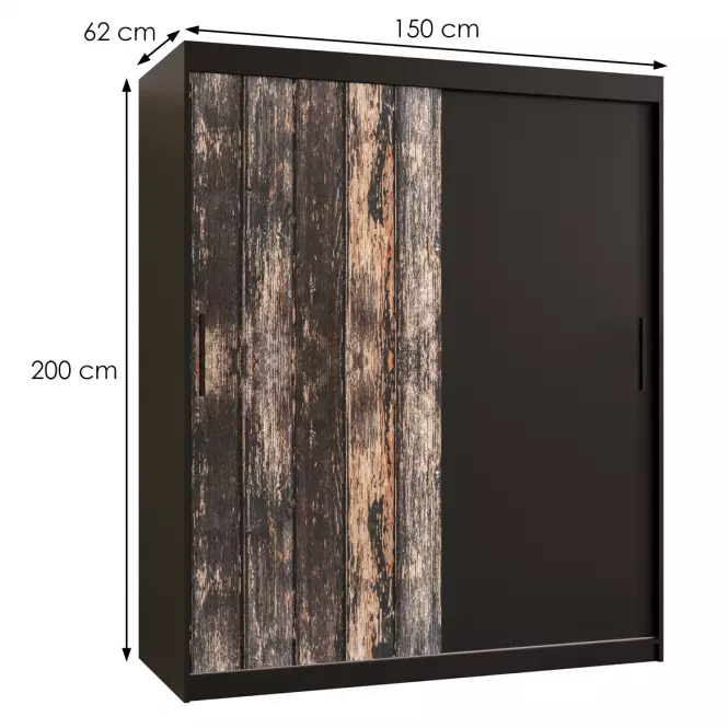 Szekrény Rustic 150 fekete/fekete,2