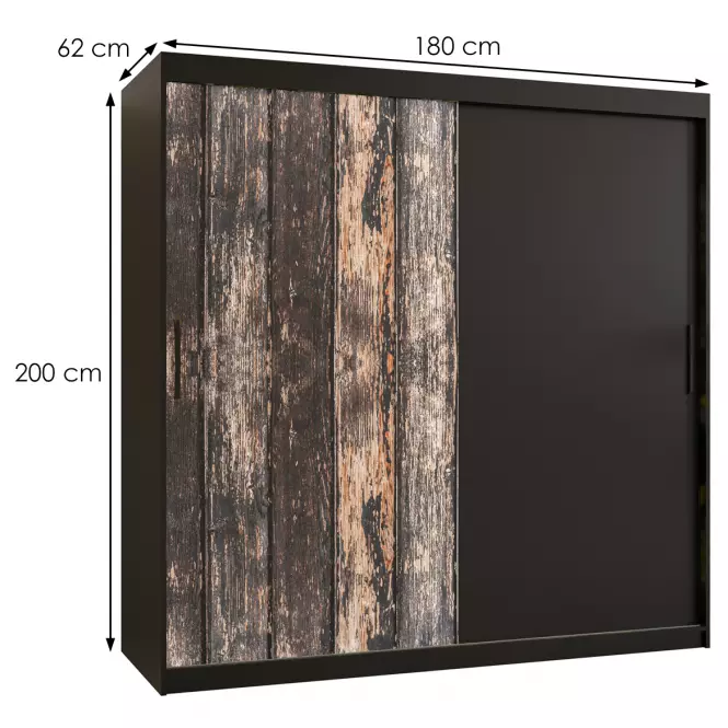 Szekrény Rustic 180 fekete/fekete,2