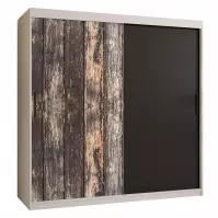 Szekrény Rustic 180 fehér/fekete
