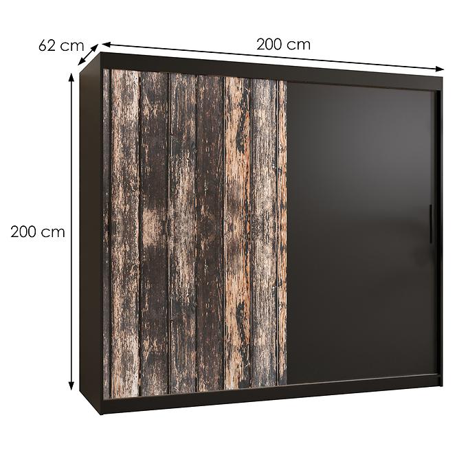 Szekrény Rustic 200 fekete/fekete,2