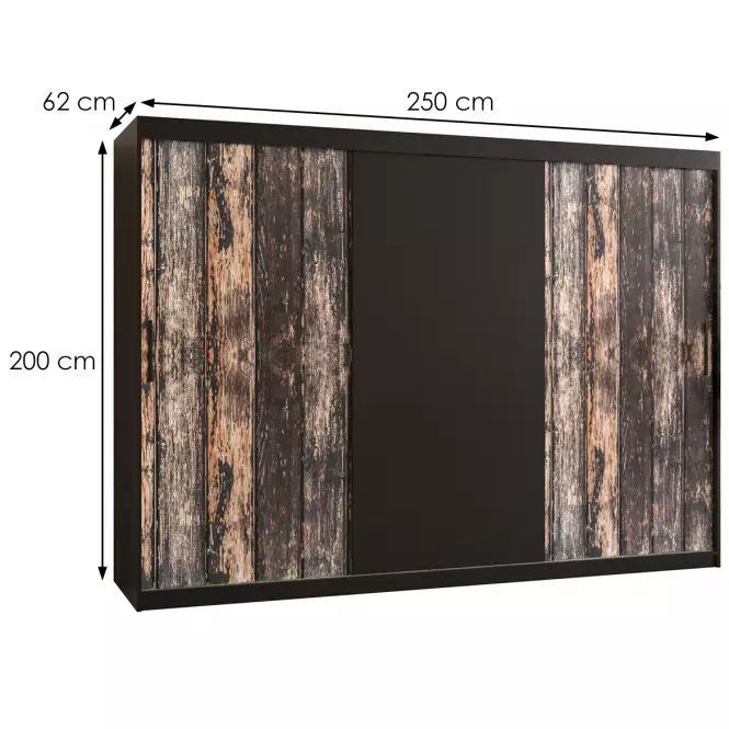 Szekrény Rustic 250 fekete/fekete