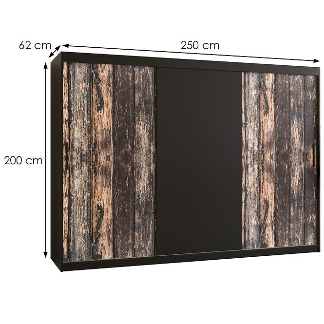 Szekrény Rustic 250 fekete/fekete,2