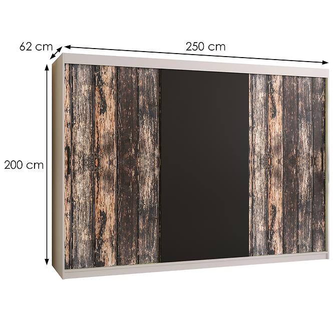 Szekrény Rustic 250 fehér/fekete