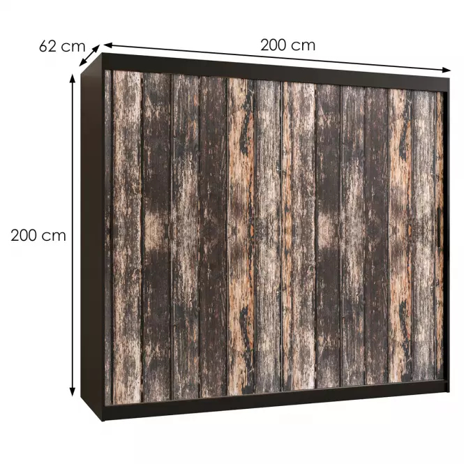 Szekrény Rustic I 200 fekete,2