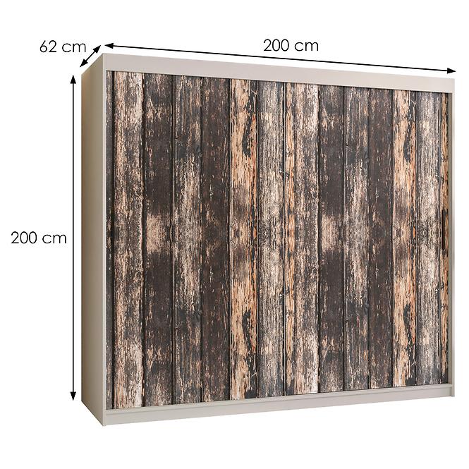 Szekrény Rustic I 200 fehér