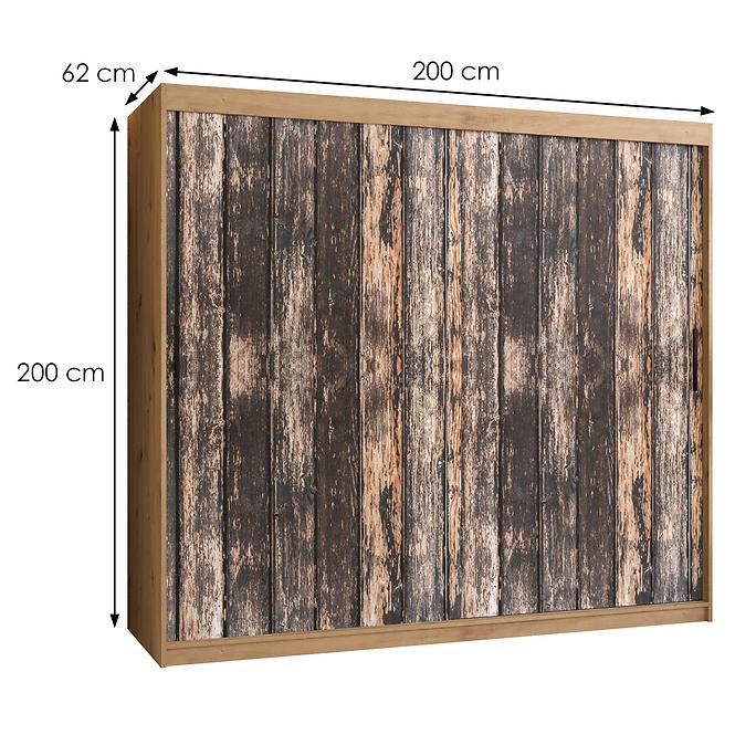 Szekrény Rustic I 200 tölgy artisan
