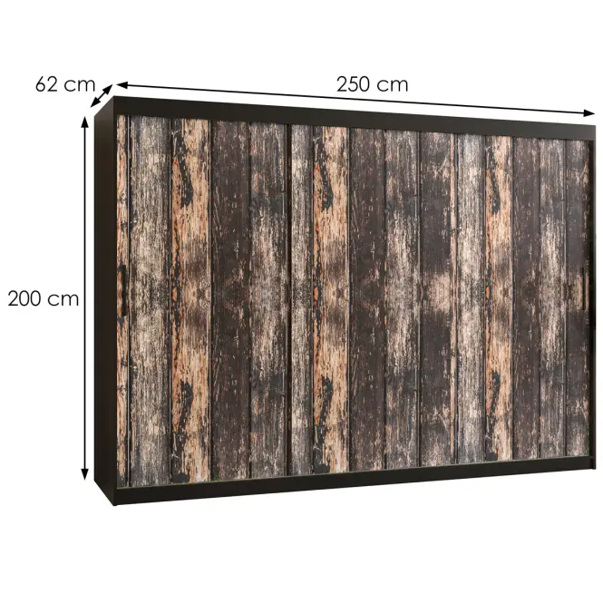 Szekrény Rustic I 250 fekete,2