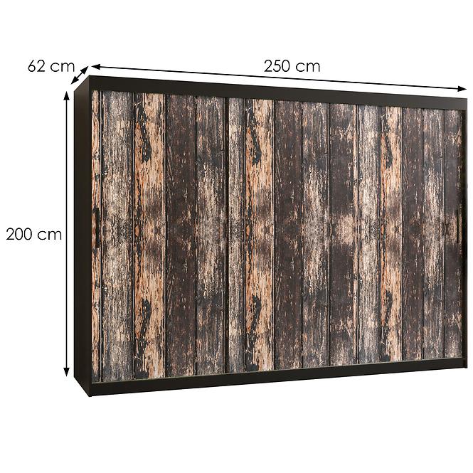 Szekrény Rustic I 250 fekete,2