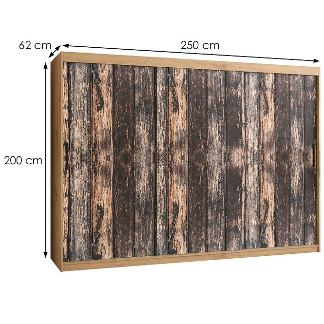 Szekrény Rustic I 250 tölgy artisan,2