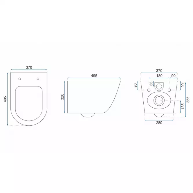 WC csésze Carlo Mini Rimless gránit shiny