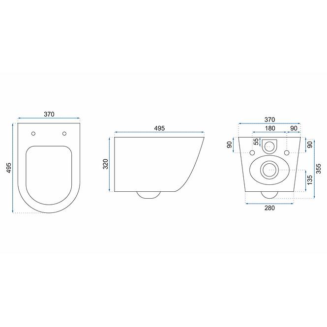 WC csésze Carlo Mini Rimless gránit shiny