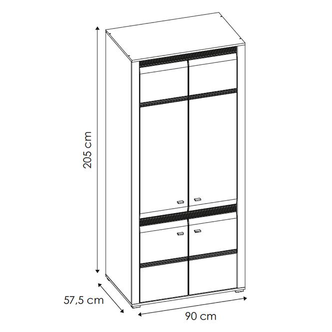 Szekrény Sevilla tipus 20 90 cm fenyő norvég/fehér