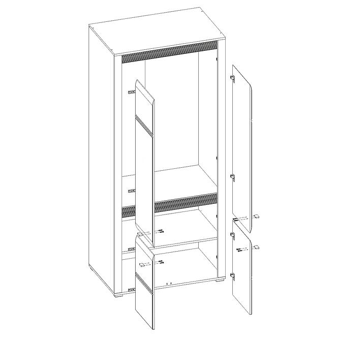 Szekrény Sevilla tipus 20 90 cm fenyő norvég/fehér,3