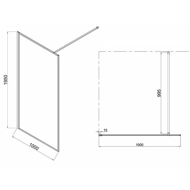 Zuhanyfal Walk-In Tiz 100x195 gold