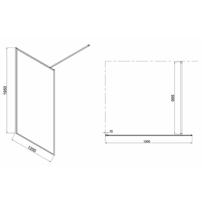 Zuhanyfal Walk-In Tiz 120x195 gold
