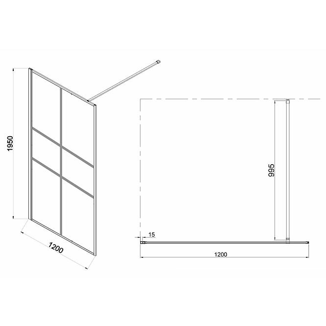 Zuhanyfal Walk-In Grand 120x195 black