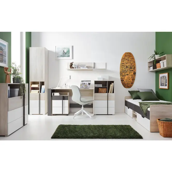 Íróasztal Remo RM10 tölgy wilton/fehér/antracit,9