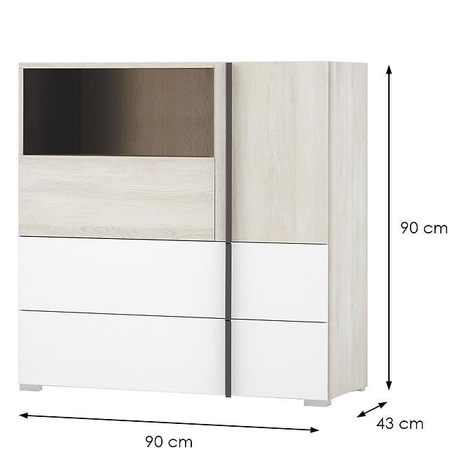 Komód Remo RM8 tölgy wilton/fehér/antracit,2