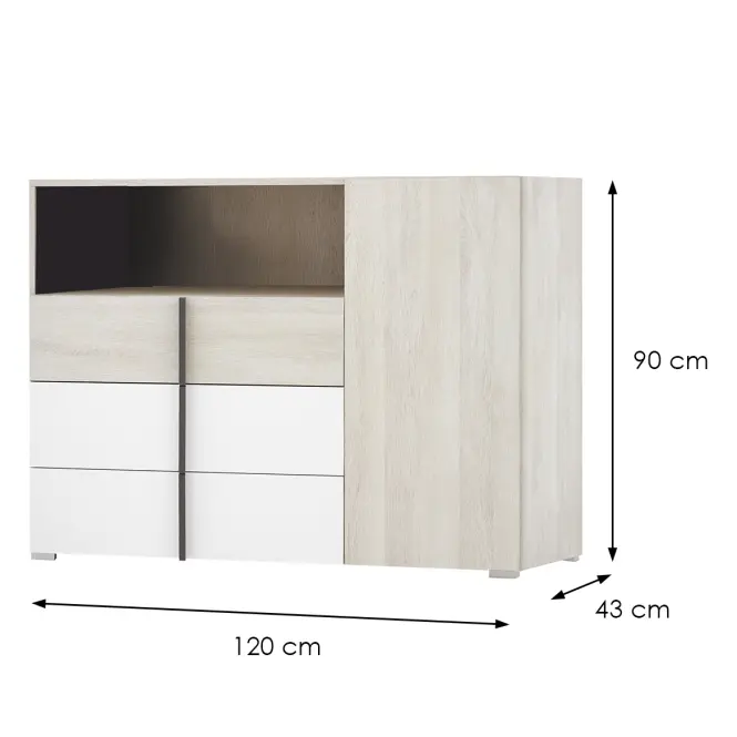 Komód Remo RM9 tölgy wilton/fehér/antracit,2