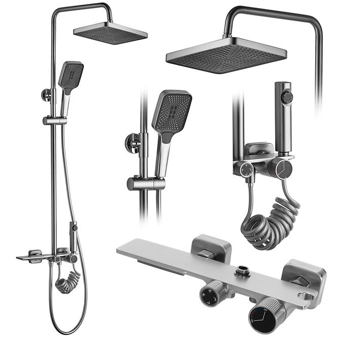 Zuhanygarnitúra esőzuhannyal Helix csiszolt nikkel Rea P6622