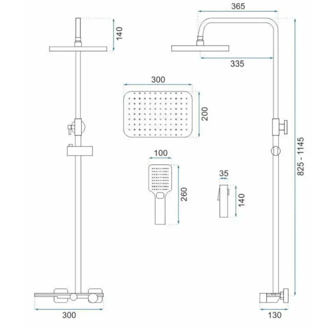 Zuhanygarnitúra esőzuhannyal Helix csiszolt nikkel Rea P6622,8