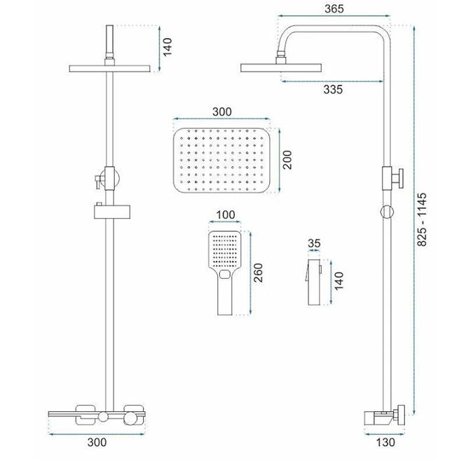Zuhanygarnitúra esőzuhannyal Helix csiszolt nikkel Rea P6622,8