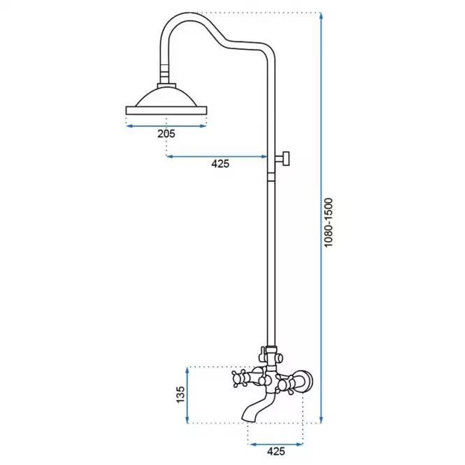 Zuhanygarnitúra esőzuhannyal Rea Retro fekete,7