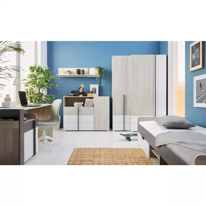 Ágy 90 Remo RM15 tölgy wilton/fehér/antracit