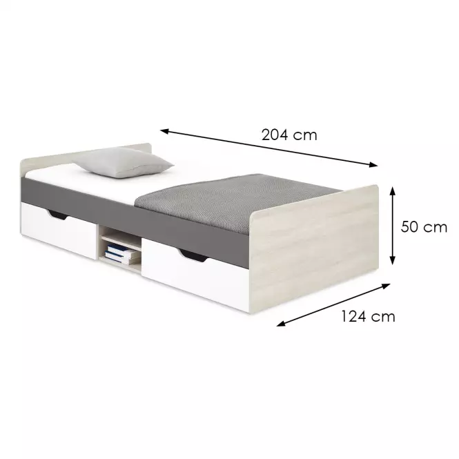 Ágy 120 Remo RM16 tölgy wilton/fehér/antracit