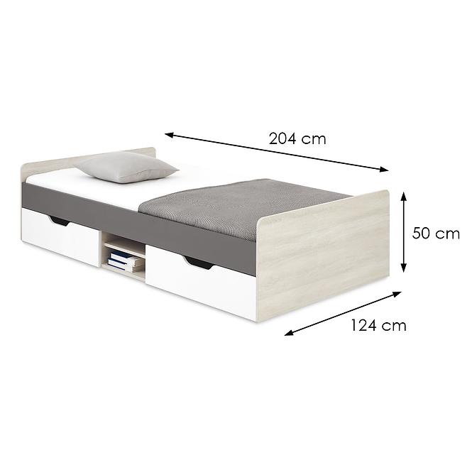 Ágy 120 Remo RM16 tölgy wilton/fehér/antracit