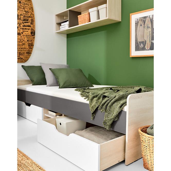 Ágy 120 Remo RM16 tölgy wilton/fehér/antracit