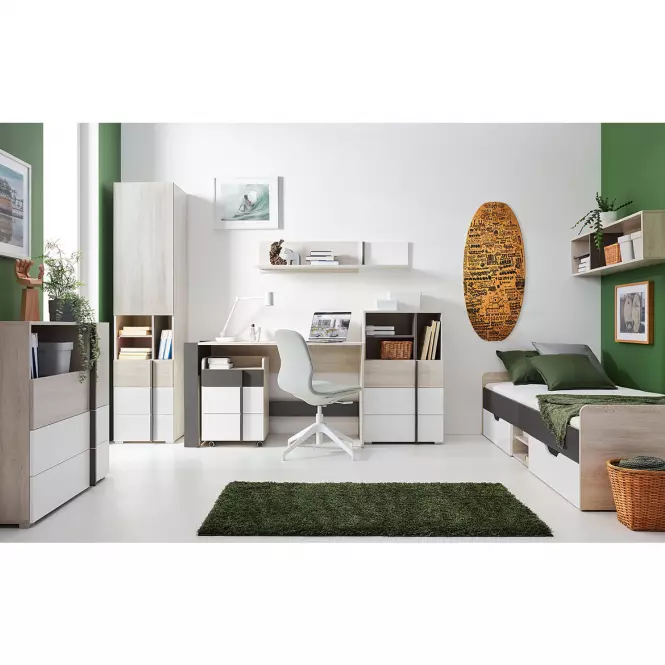 Ágy 120 Remo RM16 tölgy wilton/fehér/antracit