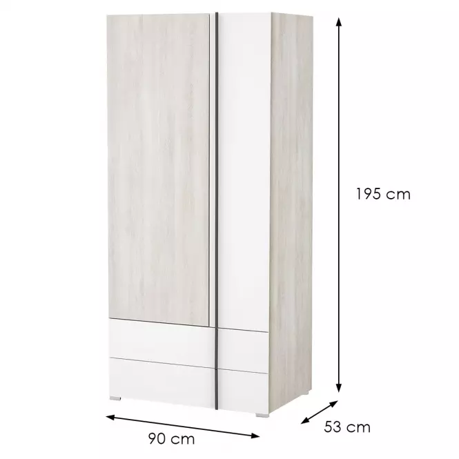 Szekrény Remo RM2 tölgy wilton/fehér/antracit,2