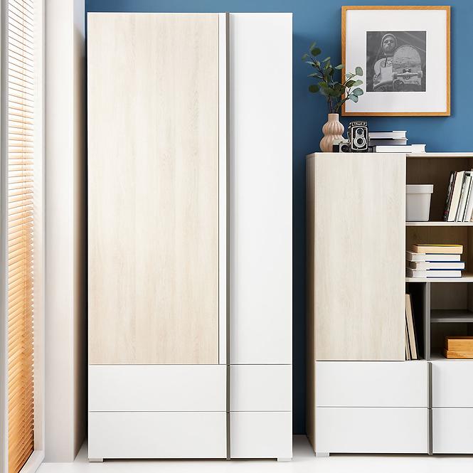 Szekrény Remo RM2 tölgy wilton/fehér/antracit,3