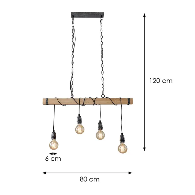 Lámpa 2023007 WOOD+BLACK E27 LW4