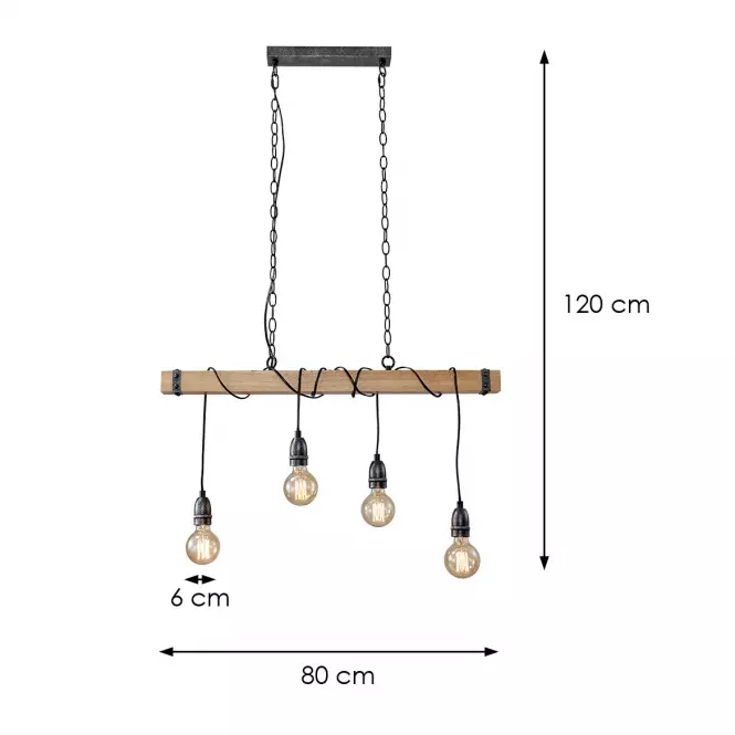 Lámpa 2023007 WOOD+BLACK E27 LW4,3