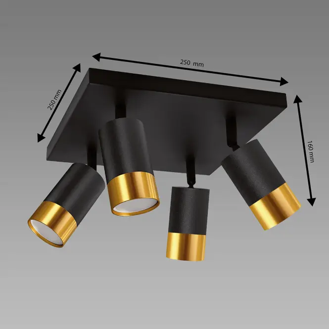 Lámpa PUZON SPT GU10 4D BLACK/GOLD 04129 LS4