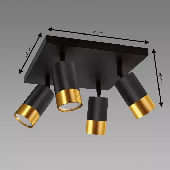 Lámpa PUZON SPT GU10 4D BLACK/GOLD 04129 LS4,3