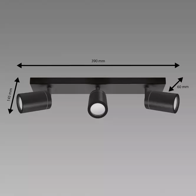 Lámpa TENOR GU10 3L BLACK 04073 IP44 LS3,3