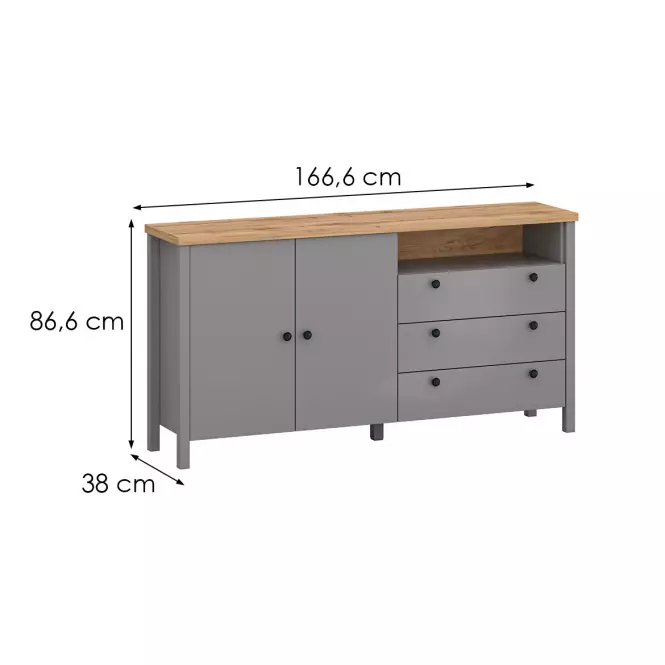 Komód 2D3S Melini Gray K,2